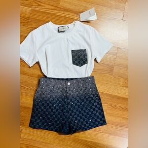 T-Shirt and Blue Shorts Set